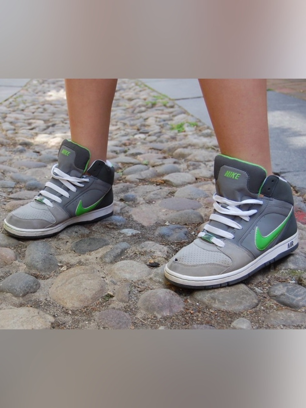Nike Prestige ll Gray and Neon Green Colorway Women’s High-Top Sneakers